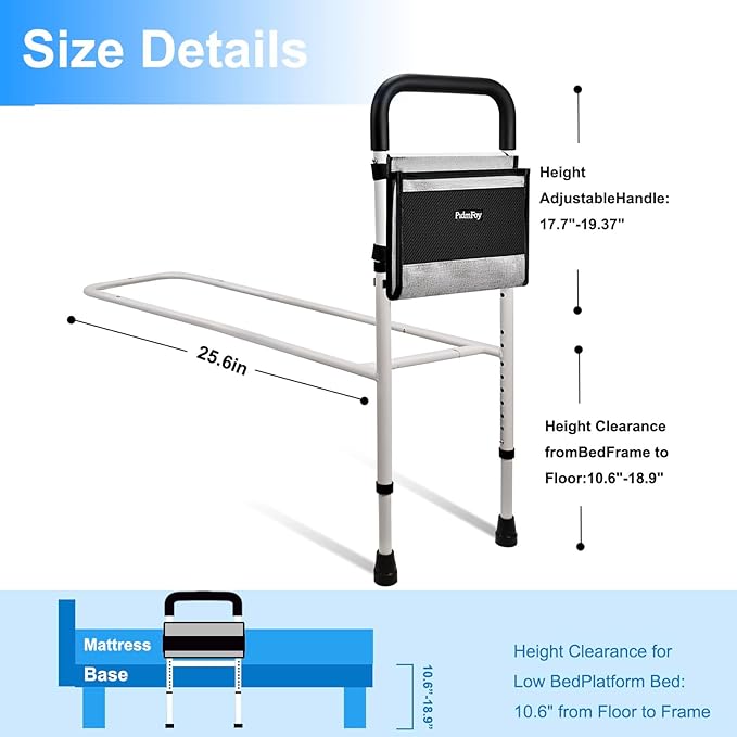 Bed Rails for Elderly Adults Safety, Height Adjustable Bed Cane, Bed Assist Rails for Seniors with Support Feet, Bedrails for Elderly Adults Grab Bar Handrails for Most Genre