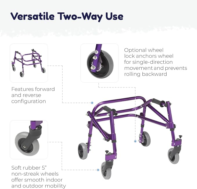 Inspired by Drive KA2200-2GWP Nimbo Posterior Walker, Wizard Purple, Small