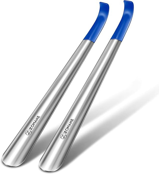 ZOMAKE Shoe Horn Long Handle for Seniors Men Women,Metal Long Shoehorn Boot Horn,16.5" Stainless Steel Shoe Spoon Helper