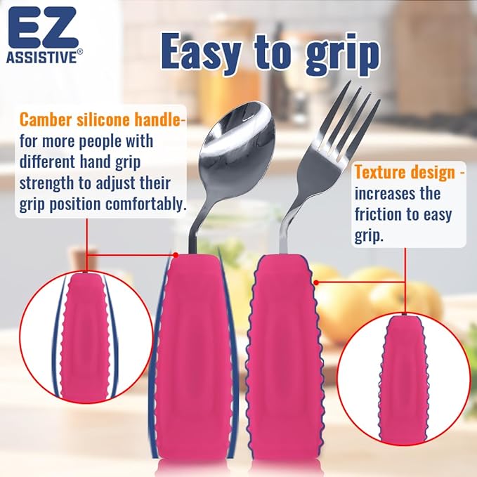 Adaptive Weighted Utensils Set – Spoon and Fork for Hand Tremors, Parkinson’s, Elderly, and Arthritis – Adaptive Eating Utensils for Weak Grip and Limited Mobility