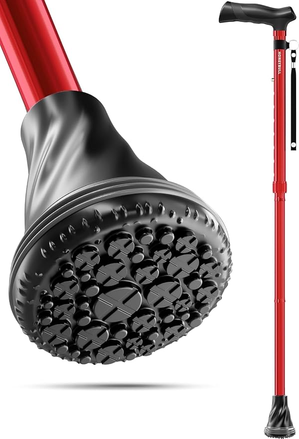 HONEYBULL Walking Cane for Men & Women – Foldable, Adjustable, Lightweight Cane with Air Cushion Tip for Stability & Ergonomic Grip, Heavy Duty Walking Sticks for Seniors