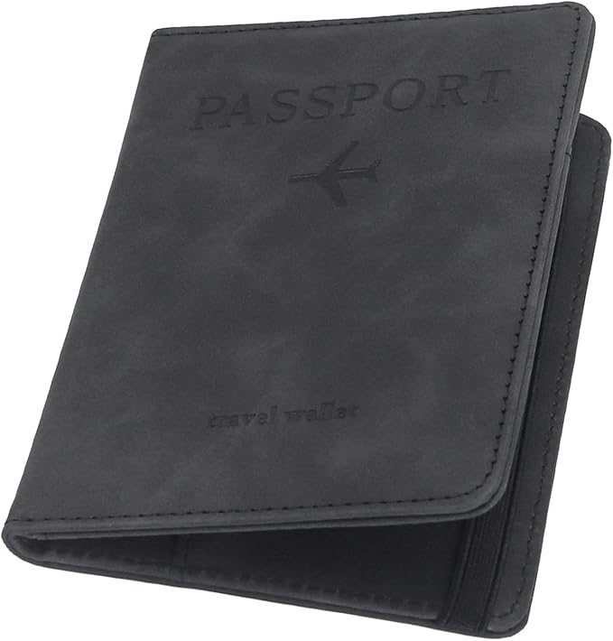 ILIYAH-Passport Cover-Passport Holder Travel Wallet-RFID Blocking Passport Case Travel Accessories Card Holder Wallet Unisex Travel Gifts (Black)