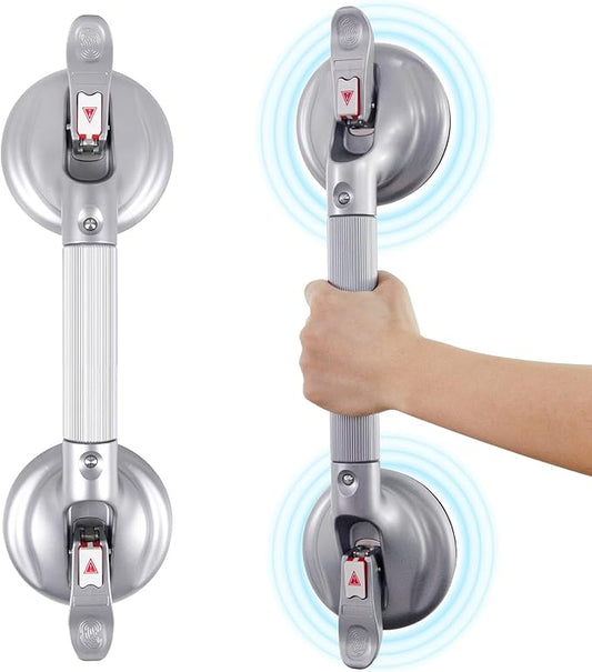 17inch Upgrade Suction Shower Grab Bar, Portable Shower Handle Bar Suction Grip Bar Bathtub Handle with Strong Hold Suction Cup Fitting and Rapid Release for Bathroom(Max Capacity :300lb