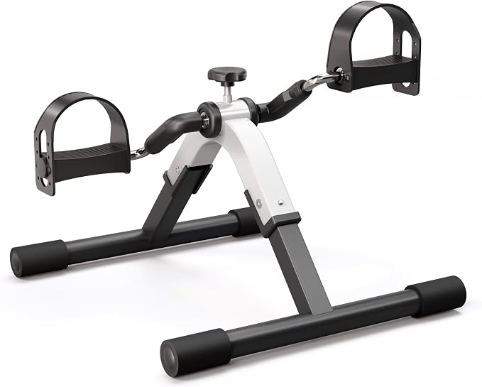 Folding Pedal Exerciser Mini Exercise Bike Under Desk Bike for Arms and Legs Workout, Portable Desk Bike Peddler Machine for Sedentary Officer & Seniors