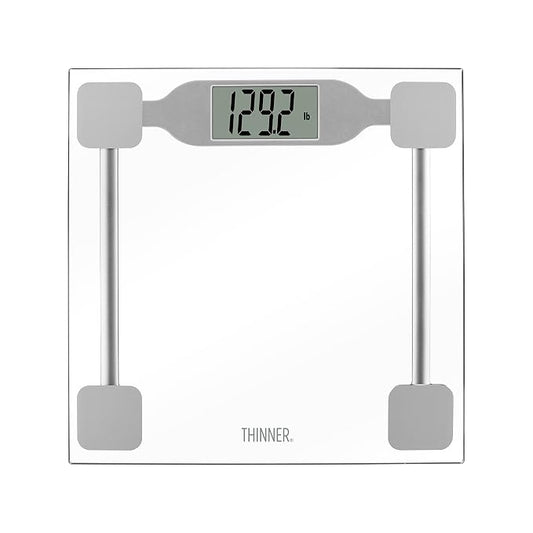 Thinner by Conair Scale for Body Weight, Digital Bathroom Scale in Clear Tempered Glass