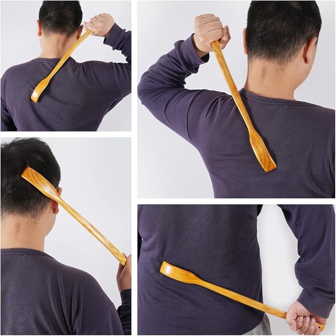 ITCHY-BAN Oversized Wooden Back Scratcher: 18'' Extended Curved Handle for Better Reach, Handcrafted to Perfection, Instant Itch Relief, Gentle on Skin Leave No Scratch Marks (Yellow)