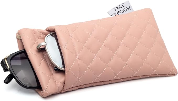 Face Shadow Double Glasses Case Soft Eyeglass Case For Women Men Squeeze Top Sunglasses Case With Cleaning Cloth