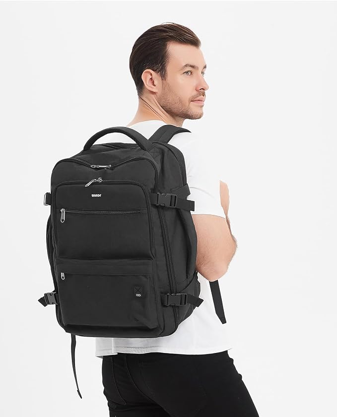 WANDF Travel Backpack For Spirit Airlines Personal Item Bag 18x14x8 with Wet Pocket, 17 Inch Laptop Backpack for Men Women（Black）