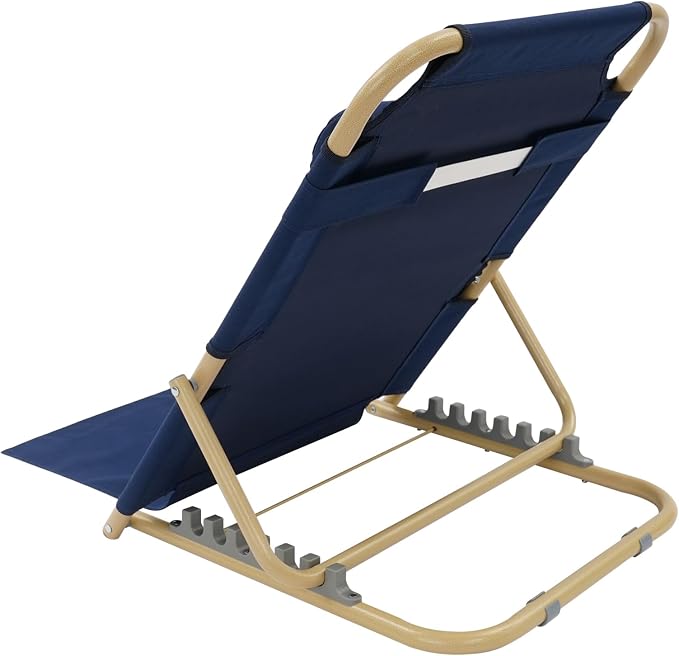 7-Gear Lifting Bed Backrest with Headrest - 330 lbs Heavy Duty Portable Folding Adjustable Sit Up Back Support Chair for Restaurants, Living Rooms, Bedrooms, Cafes (Deep Blue)