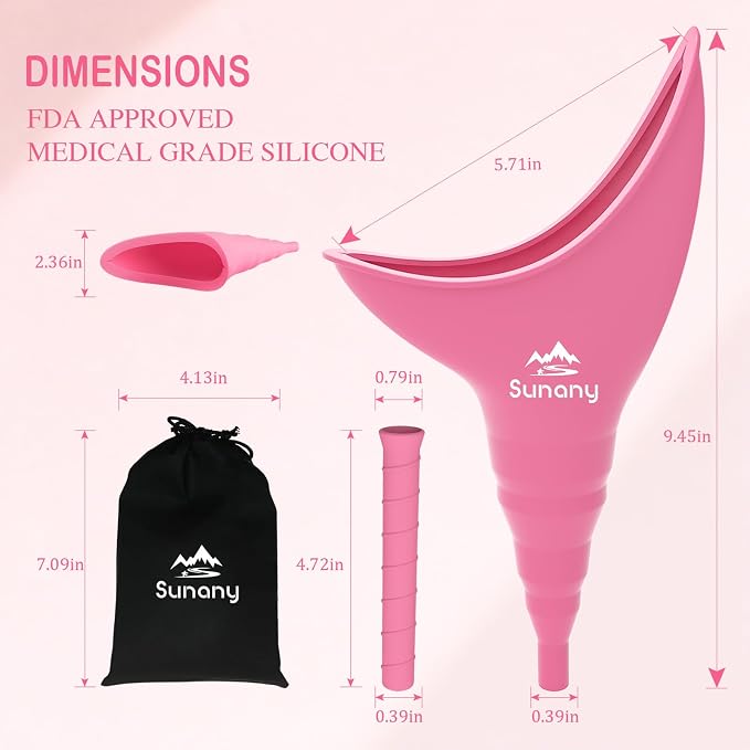 Female Urination Device, Reusable Female Urinal Silicone Women Pee Funnel | Women to Pee Standing Up, The Perfect Companion for Camping,Travel travel outdoor, folds compact, easy rinse