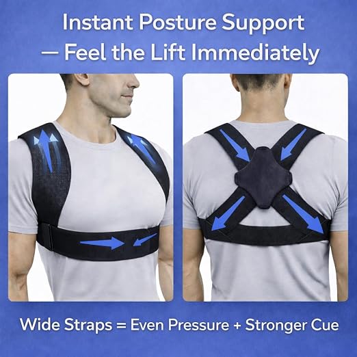 Posture Corrector for Men - Lightweight Upper Back Brace Posture Corrector for Neck Shoulder & Back Pain Relief Under Clothes - Invisible Shoulder Support Brace Improve Posture Correct Hunchback Slouching