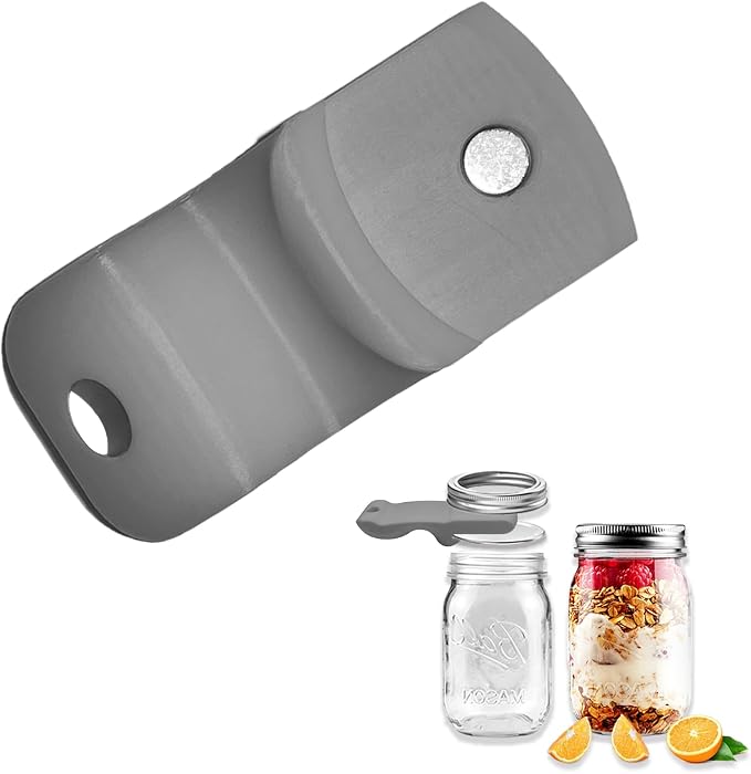 Mason Jar Opener and Canning Tool, Compatible with Mason Jar Lids, Releases Vacuum Seal on Wide Mouth and Regular Mouth, Magnetic Lid Lifter for Canning, Pickling (silver)