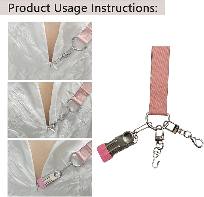 Detachable Zipper Puller Helper for Dress and Boots, Effortless Zipping with Hook and Clip for Various Types of Zippers (Pink)