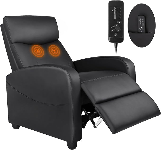 Sweetcrispy Massage Recliner Chair for Adults, Adjustable Home Theater Seating with Lumbar Support for Living Room, Modern Fabric Reclining for Small Space, Grey