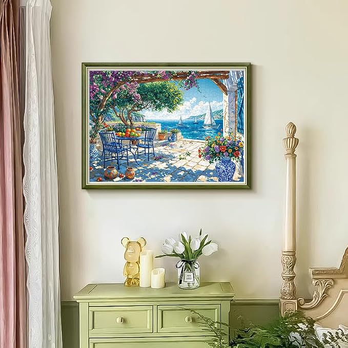 Puzzles for Adults 1000 Pieces,Summer Coast Jigsaw Puzzle with 1:1 HD Poster, Perfect Interlocking No Dust, Stress Relief Ideal Gift for Family Games