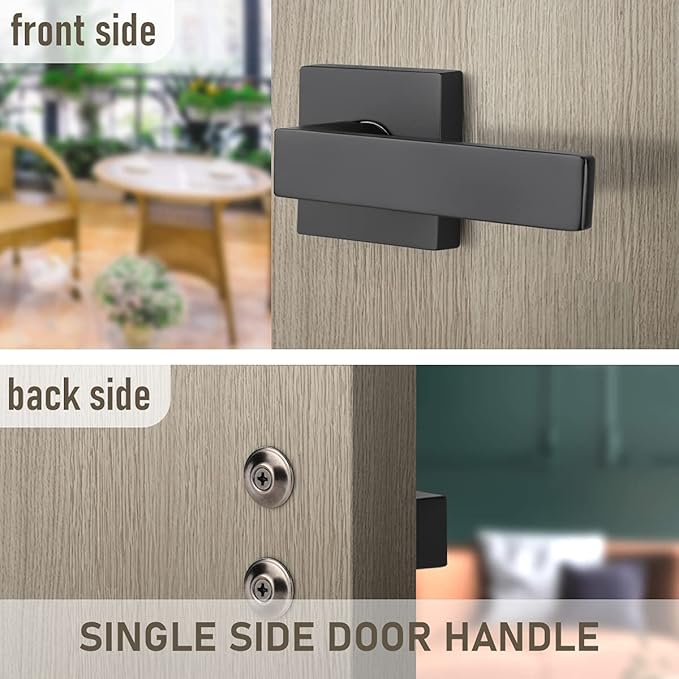 KNOBWELL 1 Pack Matte Black Dummy Lever for Interior Door, Heavy Duty Dummy Handle, Single Sided Leversets for Interior Doors (Only One Side Use)