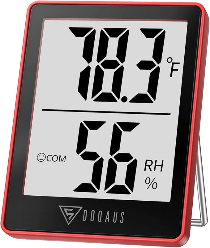 DOQAUS Digital Hygrometer Indoor Thermometer Humidity Meter, Red | Mini Room Thermometer, 5s Fast Refresh, Accurate Temperature and Humidity Monitor for House, Baby Room, Greenhouse, Incubator