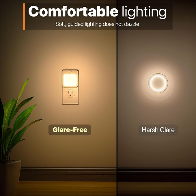 Night Light Plug into Wall, Dusk to Dawn Sensor LED Nightlight, Soft Warm White 3000K, Auto On/Off Night Lamp for Bedroom Bathroom Hallway Nursery, 1 Pack