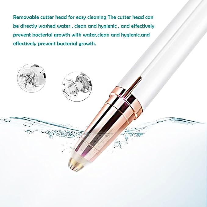 LiXiongBao USB Rechargeable Portable Electric Eyebrow Trimmer Pen for wemen,Eyebrow Hair Remover for face Fingers Legs Mouth, Safe Eyebrow Shaver Razor Tool Painless Precision(White)