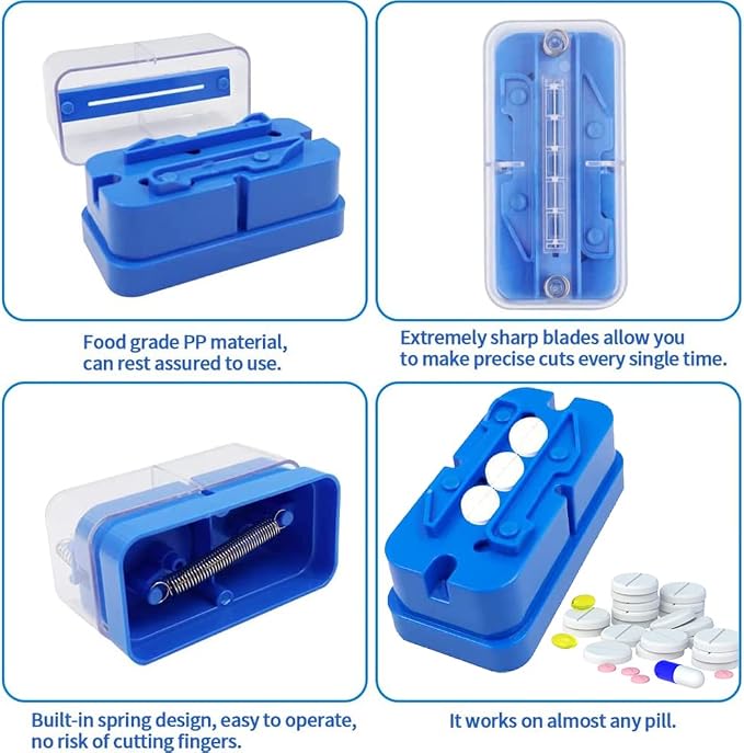 Pill Cutter Splitter for Small and Tiny Pills, Abnaok 1/2 Pill Splitter for Small Pills,Vitamins, Tablets in Half or Quarters, Accurate and Easy Cutting, Stainless Steel Blade