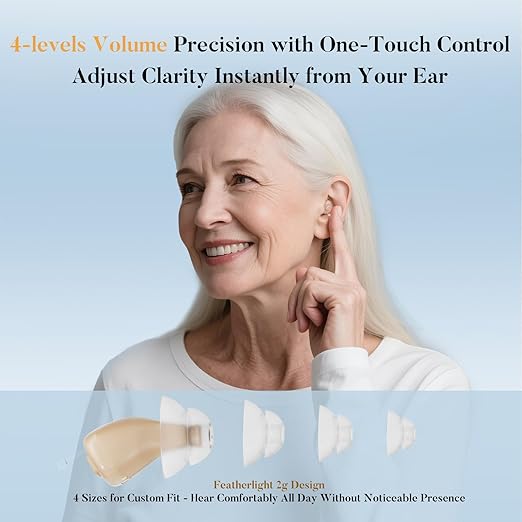 Rechargeable Hearing Aids for Seniors - Compact In-the-Ear Hearing Amplifiers with Adaptive Noise Reduction & Easy Controls | Long-Lasting Battery Discreet Invisible Design for Adults & Elderly