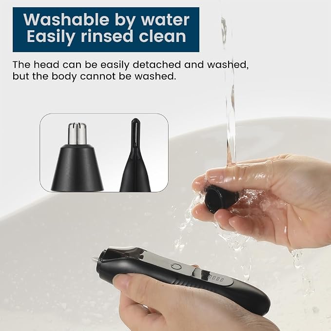 Nose Hair Trimmer for Men, Rechargeable Eyebrow Trimmer with 16000RPM Motor, LED Power Display, Portable Men's Grooming Kit for Travel and Daily Facial Care