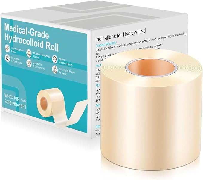 Hydrocolloid Roll Bandages - DIY Size & Shape, Extra Large Medical-Grade Hydrocolloid Roll with Self-Adhesive, Ultra Absorbent, Flexible & Waterproof, First Aid Kit Essential(2in*16ft)