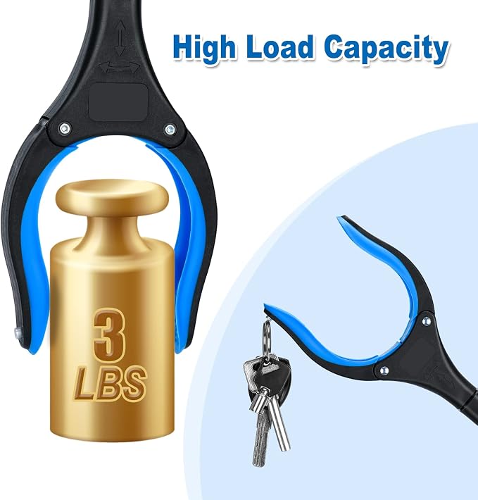 2-Pack Grabber Reacher Tool,32 Inch Foldable Reacher Grabber Pickup Tool with Strong Grip Magnetic,360°Rotating Anti-Slip Jaw,Trash Claw Grabber Tool,Grabbers for Seniors for Outdoor & Indoor (Blue)