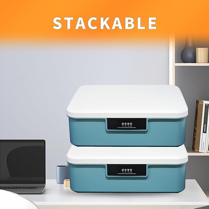 Saim Combination Lockable Storage Box, 4.2 Gallon Heavy-Duty Plastic Storage Container Bin for Office, Home, Dorm Organizer for Documents, Valuables & Supplies, Item Organizer 16 Liter (Blue)