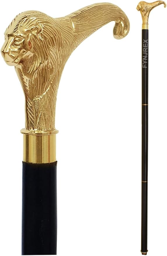FYNJREX Walking Cane with Brass Handle - Lightweight Walking Stick - Canes for Men,Women and Seniors – Vintage Victorian Cane - Grandpa Gift