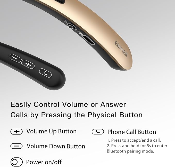 Edifier OTC Hearing Aids for Seniors, Rechargeable Neckband Hearing Aid with Bluetooth, Noise Cancelling & No Whistling, 2-in-1 Headphones for Music & Calls, Anti-Lost Design & Lightweight