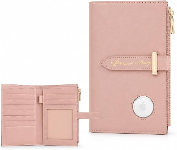 Passport Holder for Family,RFID Travel Document Organizer for Women,RFID Passport Wallet with Airtag Holder,Family Passport Protector Case, Anti-Lost Travel Essentials