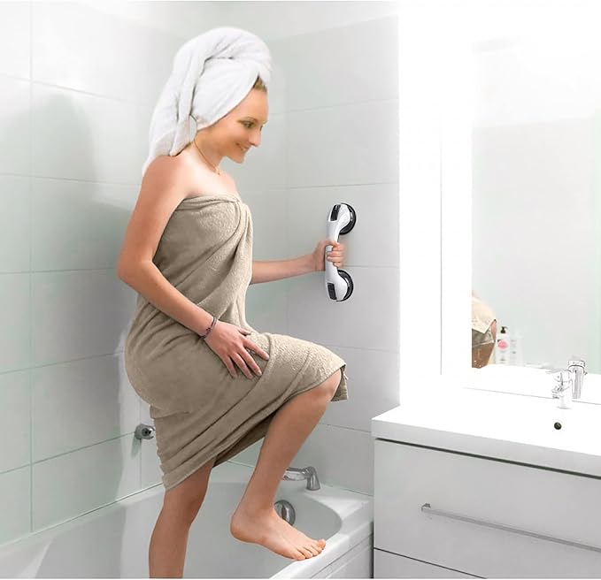 NL'AAHCÉ Grab Bars for Shower Heavy-Duty (2Pack) 12-Inch ADA Compliant Grab Bar for Seniors Shower Handles for Elderly Suction Handicap Safety Handrail for Bathroom Bathtubs Toilet Tiles Glass Black