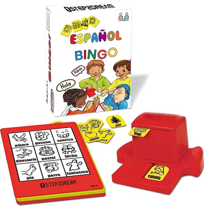 1step2dream Spanish Bingo Game for Kids: Enhancing Learning with Spanish Sight Word Matching Games - Ideal for Classroom & Family | Fun Sightwords Game