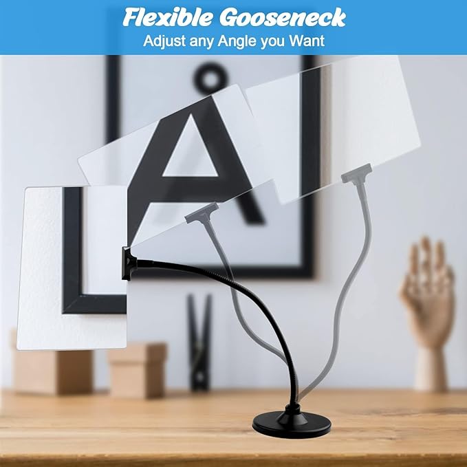 Magnifying Glass with Stand, 10" x 6" Large Page Magnifier, Flexible Gooseneck for Reading Small Print, Low Vision Aid for Seniors