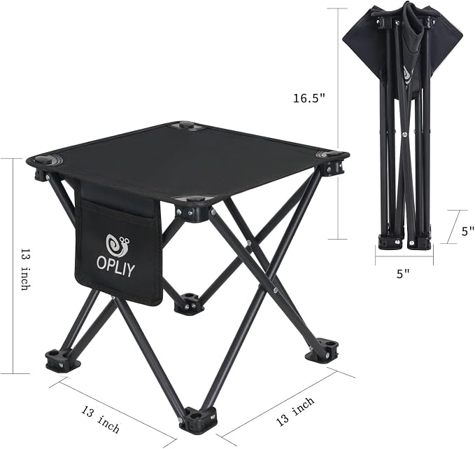 Camping Stool 2 Pack,13 Inch Portable Folding Stool for Outdoor Gardening and Beach Hiking Fishing,Foot Stool with Carry Bag (Black)