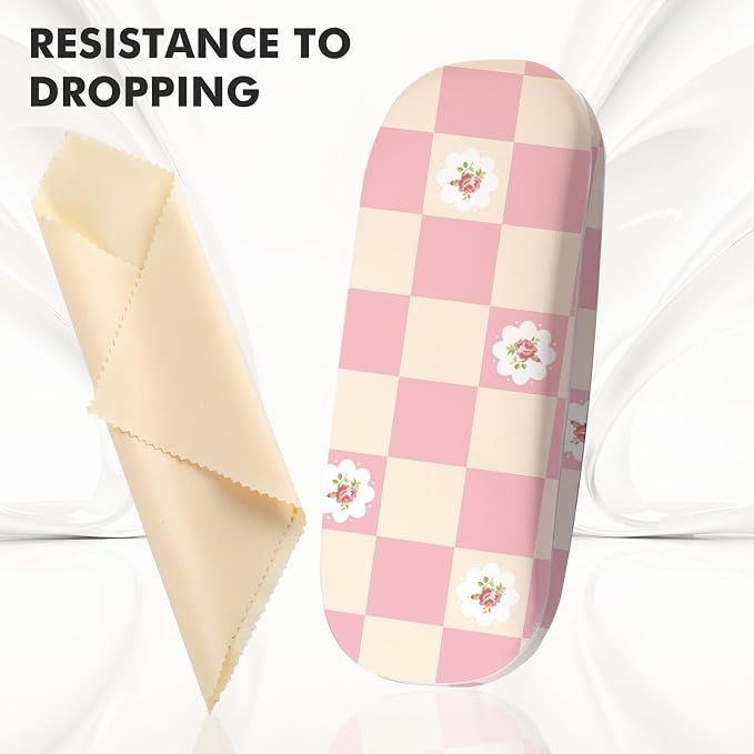 Glasses Case Hard Shell,Portable Protective Eyeglasses Case, Eyeglass Holder Box with Cleaning Cloth, for men women