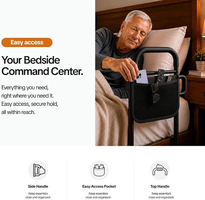 Medical king Bed Rails for Elderly Adults Safety Bed Assist Rails for Seniors with Adjustable Heights ASTM Approved Easy to get in or Out of Bed with Floor Support