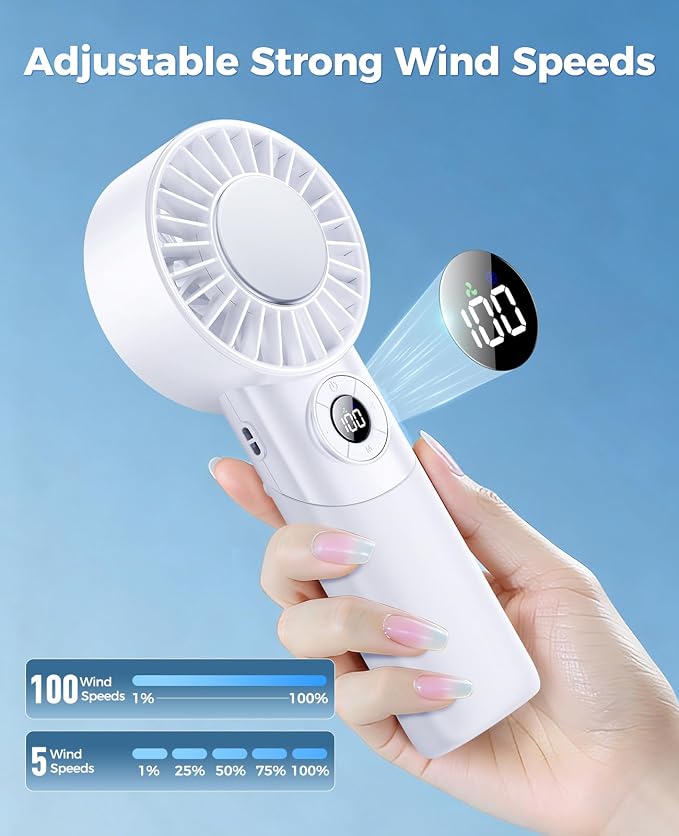 Portable Handheld Fan with Semiconductor Ice Cooling, 5 Seconds Cool Down | 4000mAh Handheld Fan/Table Fan/Neck fan 3 In 1, Rechargeable 10500 RPM Turbo cooling fan for Outdoor,Office,Camping,Travel