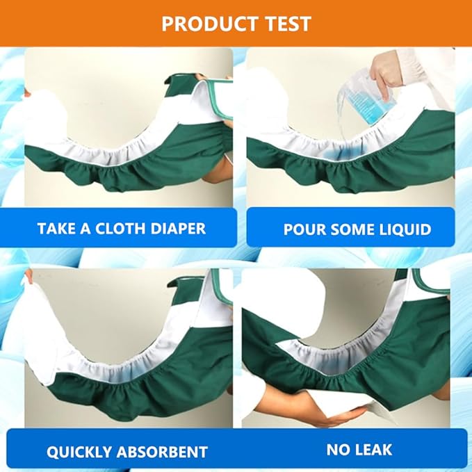 WEEOATAR Unisex Reusable Adult Cloth Diaper,Washable Swim Nappies,Adjustable Incontinence Pocket Diaper with Magic Stickers,Protective Underwear for Seniors,Disability,Postpartum(Green) One Size