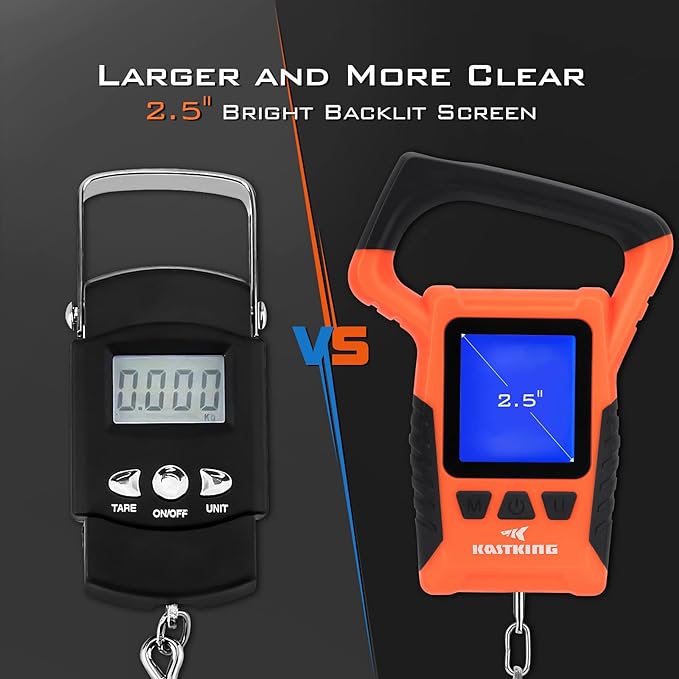 KastKing Fish Scale, WideView Floating Waterproof Digital Scale, 2.5” Large LCD Display, 110lb Capacity, Multi-Mode Pound/Ounces & Kilograms, Stores up to 9 Weights, Fishing Gifts for Men