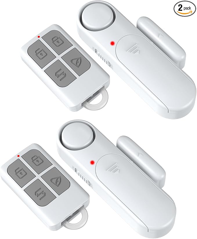 2-Pack Window and Door Alarms When Opened for Kids Safety/Dementia Safety/Home Security, Wireless Sliding Front Door Opening Sensor Alarm with Remote, 120dB Burglar Alert for House/Bedroom/Apartment