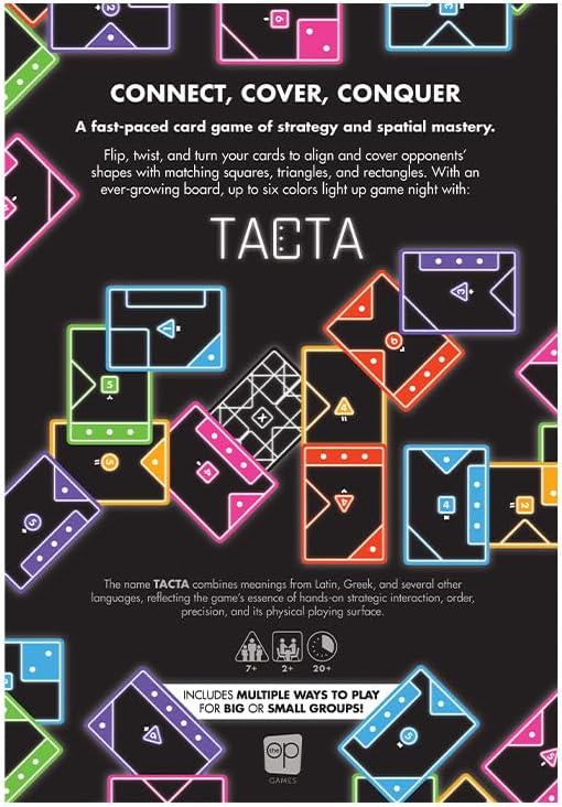TACTA Card Game, Where Every Card Counts, Fast-Paced Strategic Shape Matching Party Game, Analyze and Optimize to Connect, Cover & Conquer to Win, Unique Party Game Play for 2 or More Players, Ages 7