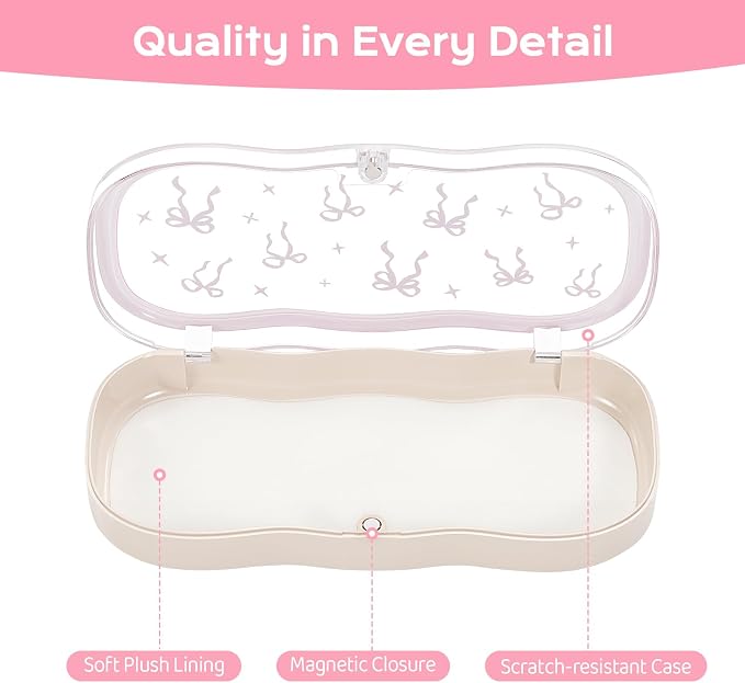MoKo Glasses Case Hard Shell, Cute Eyeglass Case for Reading Glasses, Clear Eyeglasses Case for Women Girls