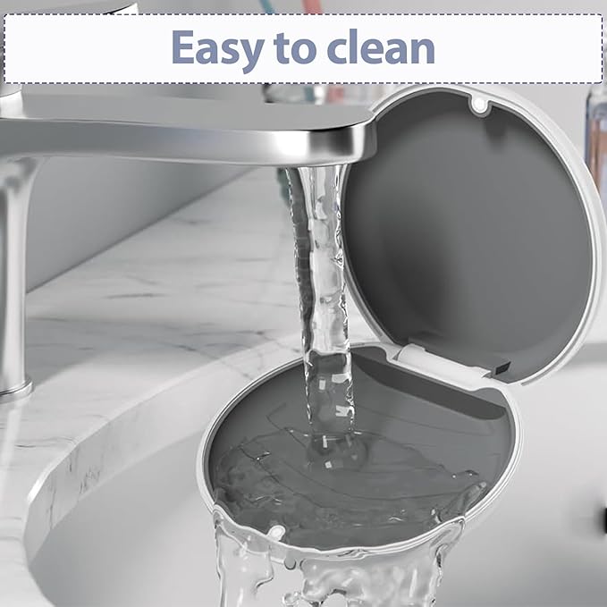 2 Retainer Case, Slim Aligner Cases for Invisalign, Mouthguard Case with Removal Tools& Aligners Chewies& Brush, Removable Inner Tray Silicone for Easy Cleaning (White-2pcs)