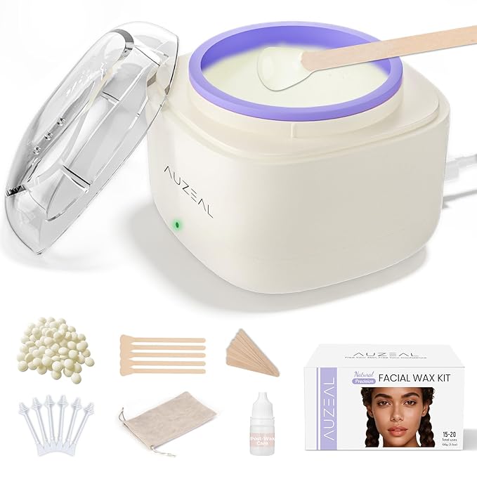 Mini Face Wax Kit for Women, Facial Waxing Kit with 26 Wax Sticks, 100g Waxing Beads, Long-lasting Facial Hair Removal, USB Fast Heating, Smart Constant Temp, Travel or Home Use