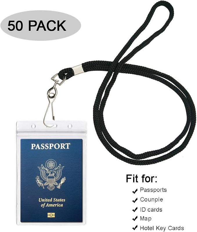 50PACK 4x6Inch Extra Large Passport Holders with Lanyards Fill for Passports,Cash, Credit Card, Plane Ticket, Receipts.by CypesCrafts