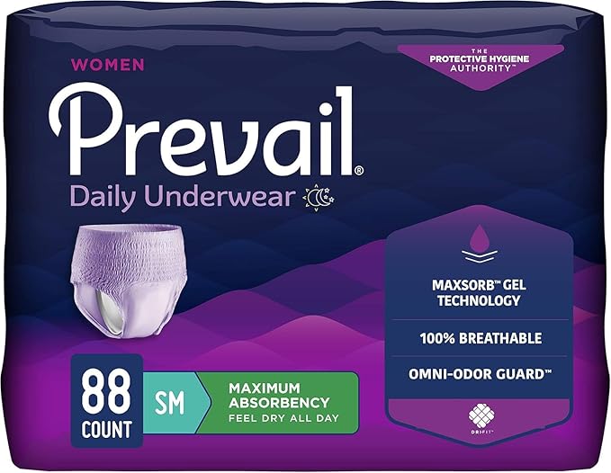 Prevail Proven - Small Pull-Up Incontinence Protective Underwear for Women Maximum Absorbency, 88 Count (4 Packs of 22)
