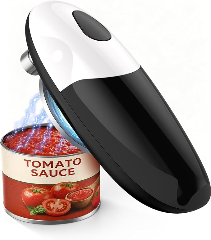 Electric Can Opener, One-Touch Automatic Can Opener Easy Side Cut All Can Sizes with Smooth Edge, Handsfree Battery Operated Kitchen Gadget Safe for Seniors & Arthritis
