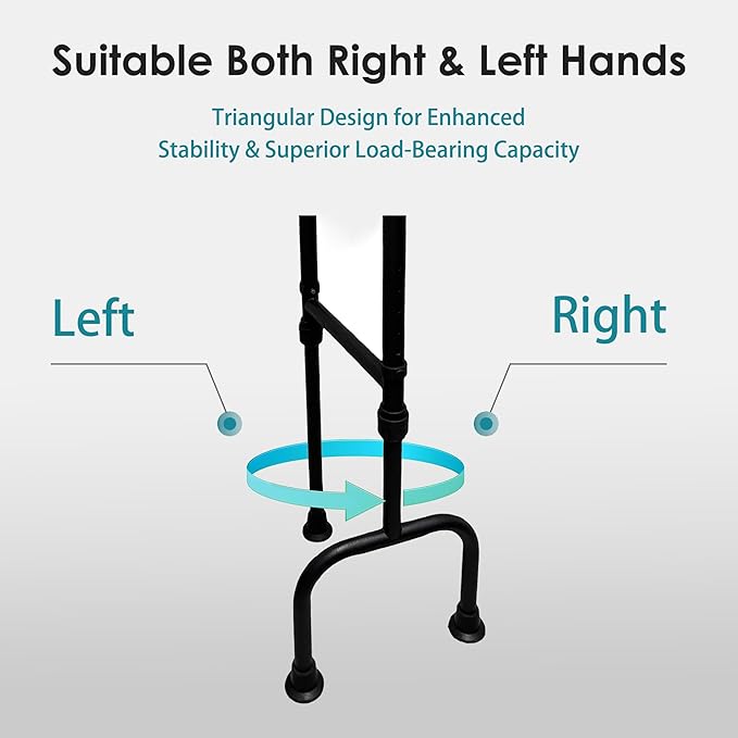 Stand-Aid Walking Cane & Sit-to-Stand Assist – 3-Leg Self-Standing Mobility Helper, Adjustable 29.3"-36.3" Supports 300 lbs for Seniors Travel and Daily Use